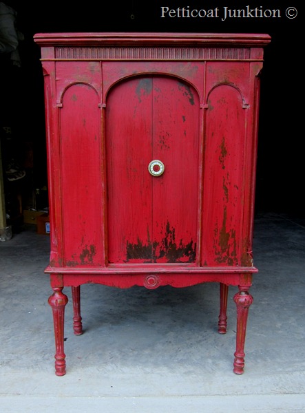 Painted cabinet using Miss Mustard Seed's Milk Paint in Tricycle, Petticoat Junktion