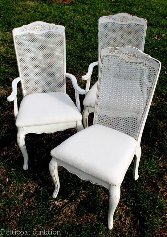 Drop Cloth Seats and White Painted Chairs-Petticoat Junktion