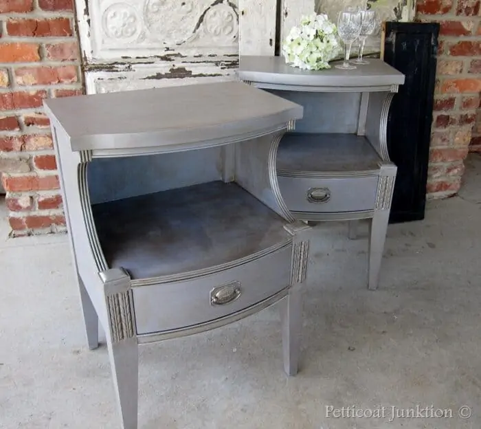 how to paint furniture with silver metallic paint