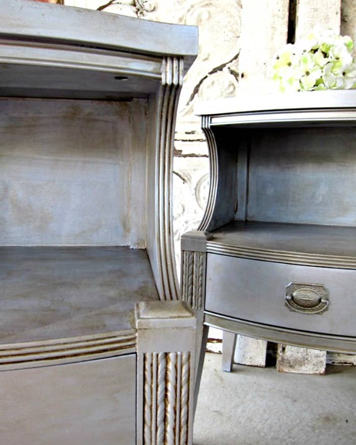 how to paint furniture with metallic paint and give the paint an antiqued or old look