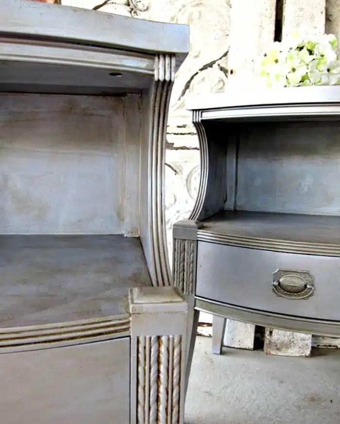 how to paint furniture with metallic paint and give the paint an antiqued or old look