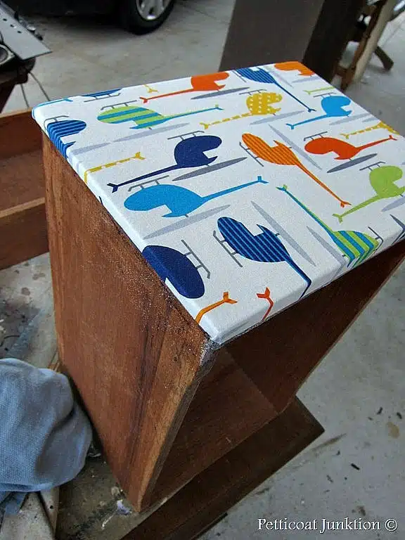 Decoupage Furniture Using Fabric With Bright Bold Colors