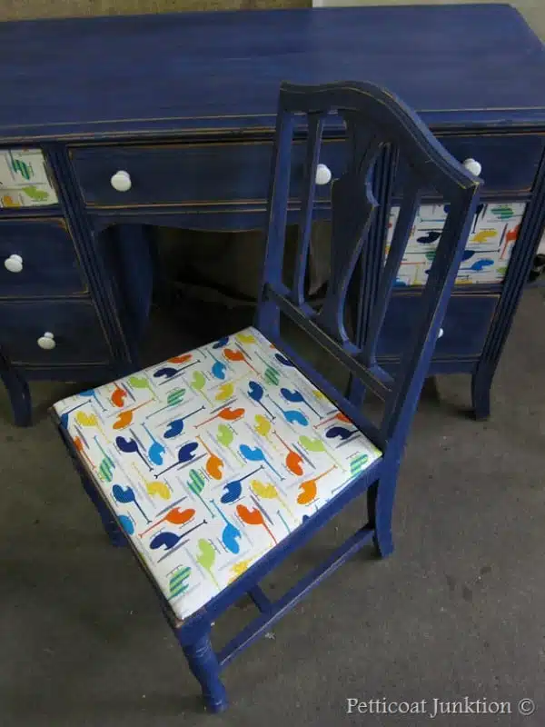 Decoupage Furniture Using Fabric and Bold Paint Color
