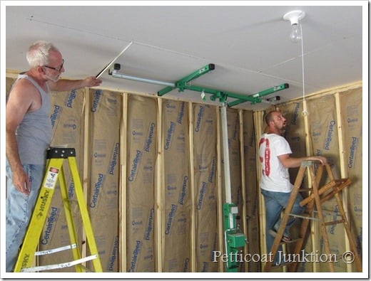 Hanging Sheetrock In The Owen Workshop