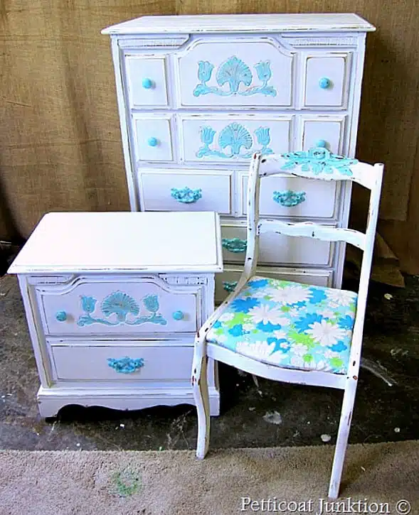 dreamy blue and white furniture restyle Petticoat Junktion