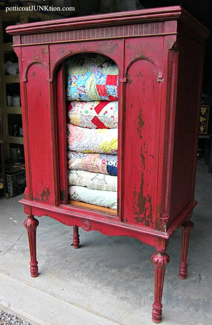 Tricycle Red Miss Mustard Seeds Milk Paint furniture makeover Petticoat Junktion chippy finish with dark wax