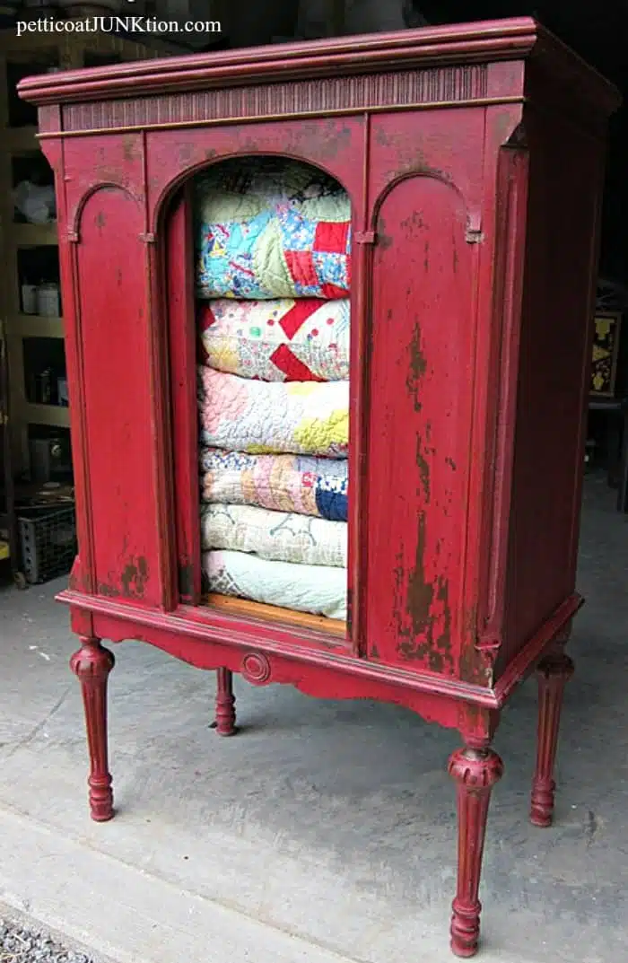 Tricycle Red Miss Mustard Seeds Milk Paint furniture makeover Petticoat Junktion chippy finish with dark wax
