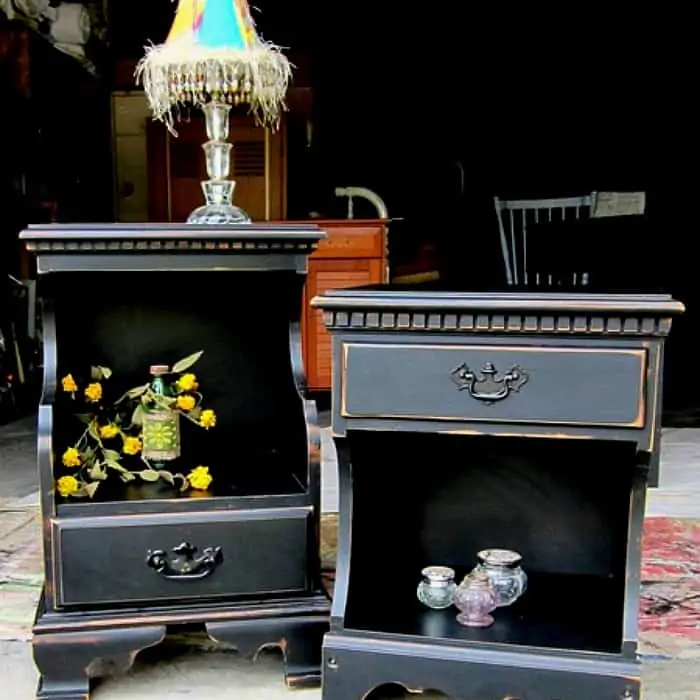 inexpensive yard sale furniture painted black