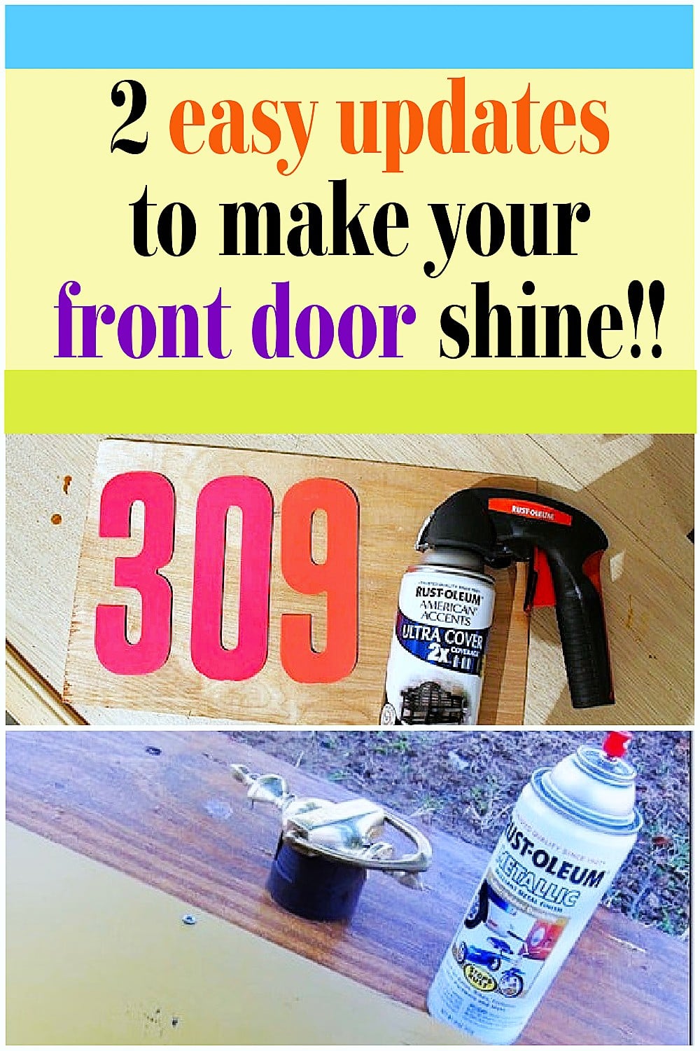 how to update your front door with spray paint and house numbers