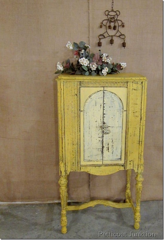 Painted Cabinet using Miss Mustard Seed's Milk Paint in Mustard Seed Yellow, Petticoat Junktion