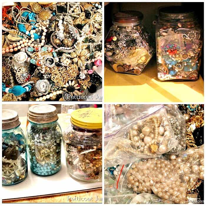 junk jewelry stash for diy Christmas tree idea