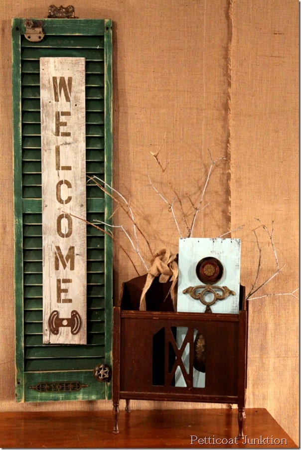 Welcome Shutter Sign From Reclaimed Junk Items