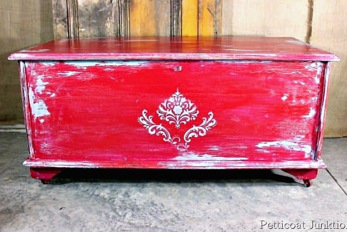 red distressed furniture