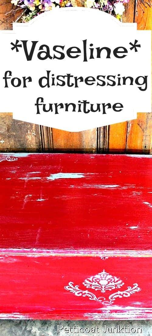 distressed red painted furniture