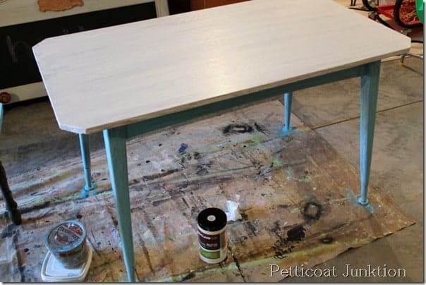 turquoise-grain-sack-painted-table-before-after