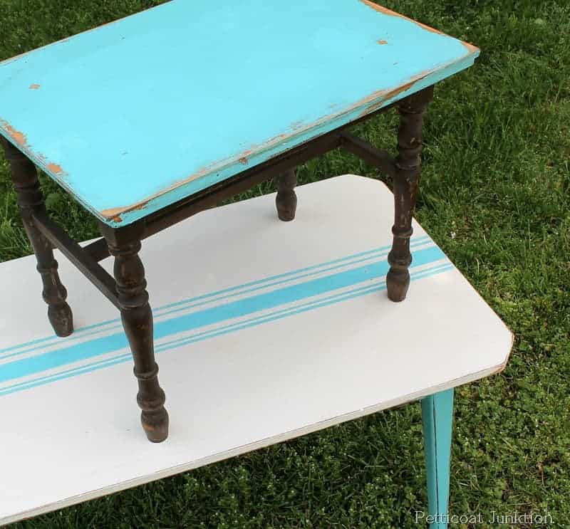 Painting Grain Sack Stripes On A Salvaged Table