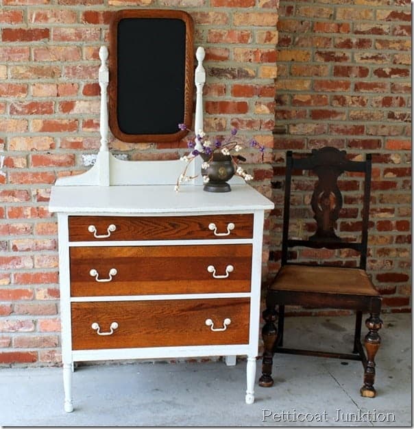 white-paint-oak-finish-furniture-before-after-petticoat junktion