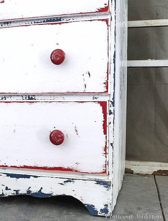 red distressed furniture