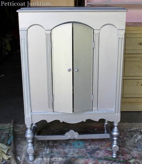painted silver cabinet