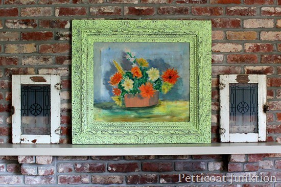 mantel-display-salvaged-oil-painting