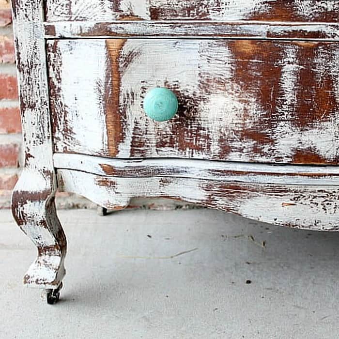 heavily distressed white furniture