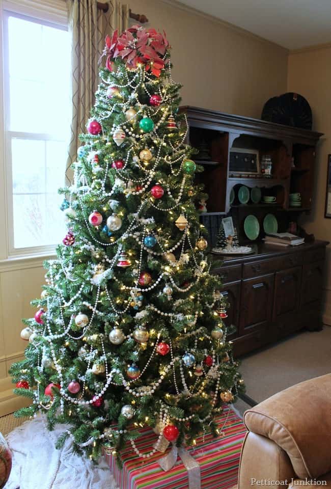 Silver Christmas Mantel Decor | Christmas Home Tour - Petticoat Junktion