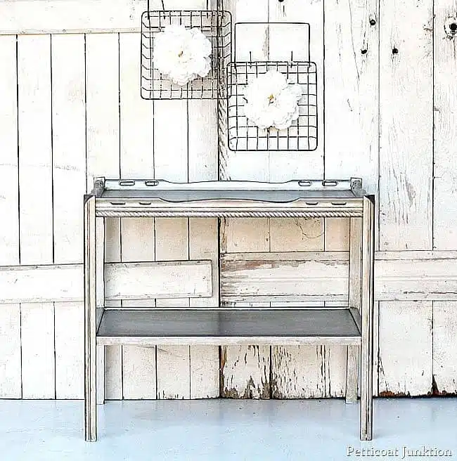 paint furniture with metallic paint and age it with toner