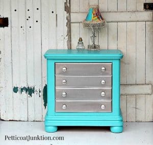 silver spray paint and turquoise are the perfect pair