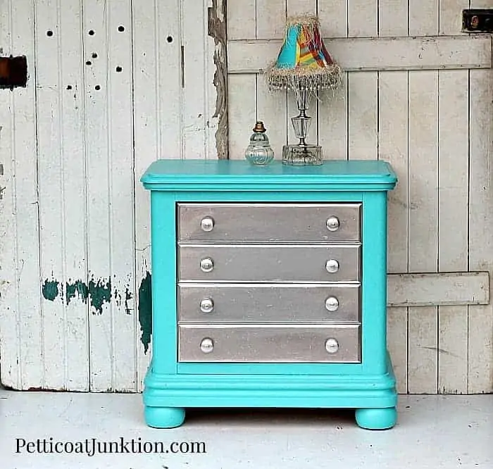 silver spray paint and turquoise are the perfect pair