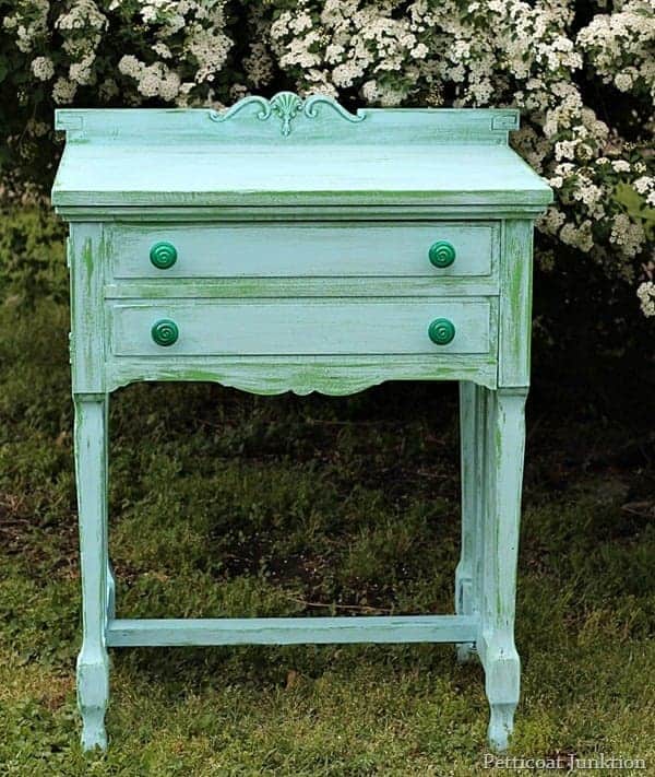 distressed blue painted wood