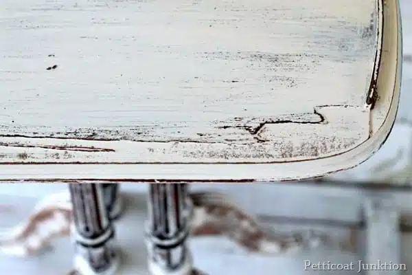 distressed shabby chic white table Petticoat Junktion