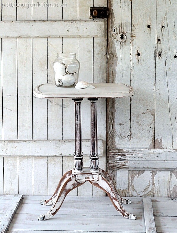 distressed shabby white table by Petticoat Junktion