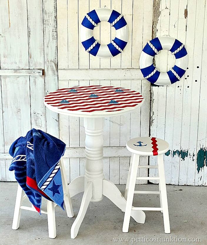Nautical Themed Painted Furniture In Red White And Blue