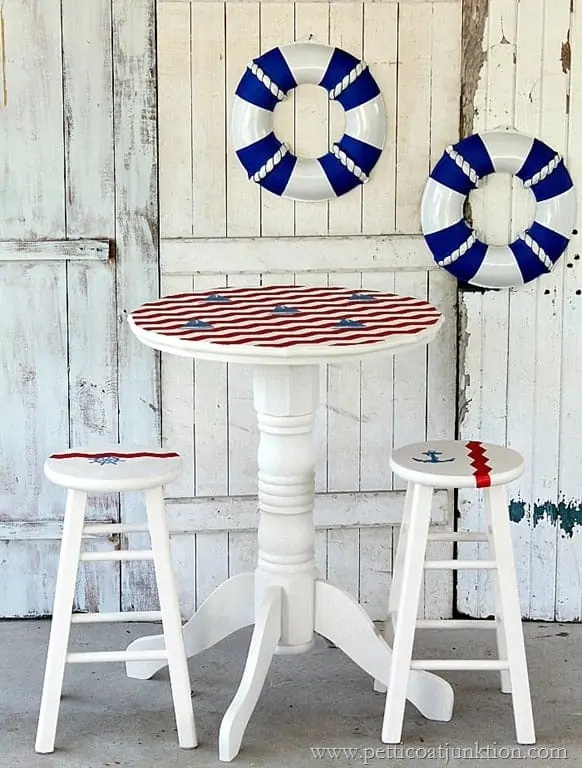 Nautical Themed Painted Furniture In Red White And Blue