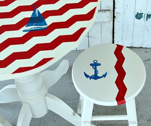 red white and blue nautical themed furniture Petticoat Junktion