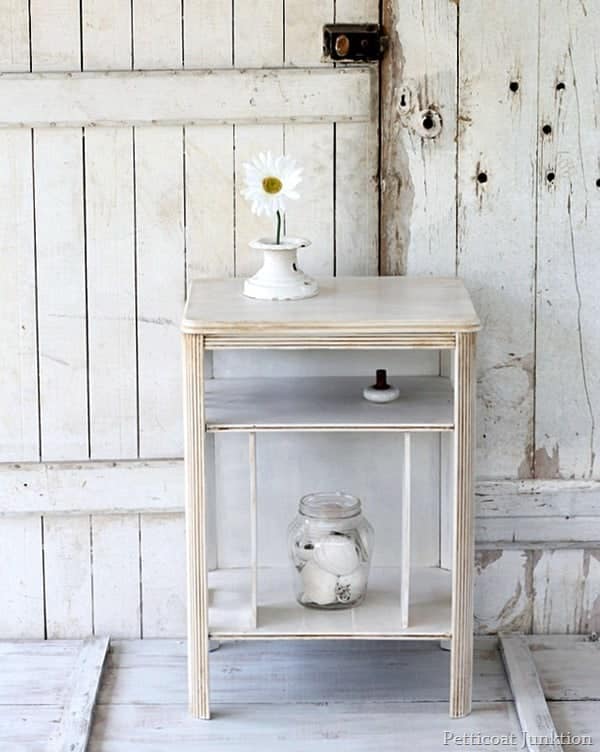 white table with antiqued finish Petticoat Junktion