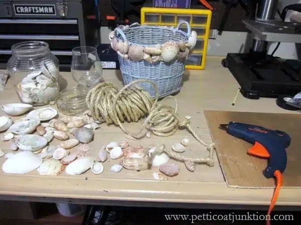 how to decorate a basket with seashells Petticoat Junktion