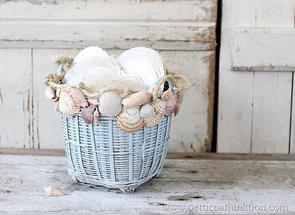 seashell basket decor from Petticoat Junktion