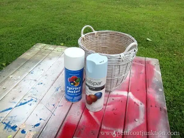 spray painting a basket Petticoat Junktion
