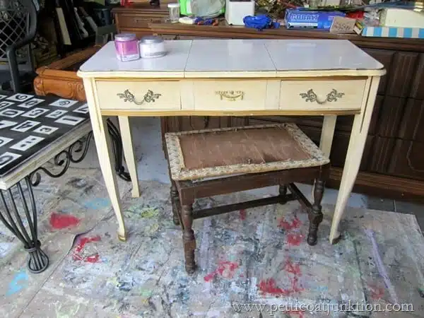 vanity with bench painted furniture project Petticoat Junktion