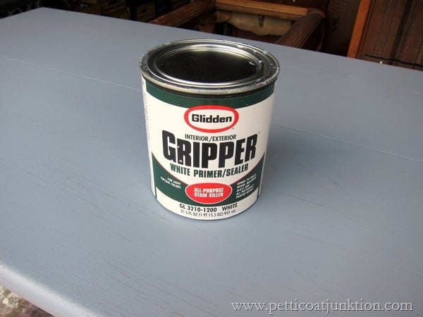 Glidden Grey Gipper Primer for the tabletop