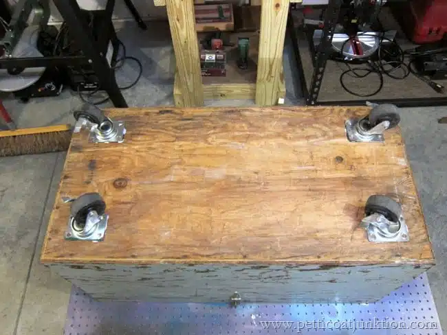 adding casters to the bottom of a trunk Petticoat Junktion