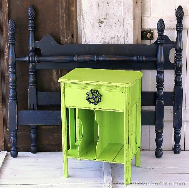 lime green nightstand navy twin bed Petticoat Junktion painted furniture