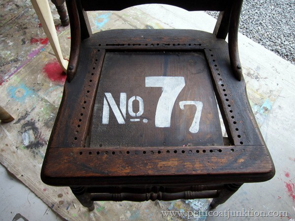 stenciled numbers chair Petticoat Junktion