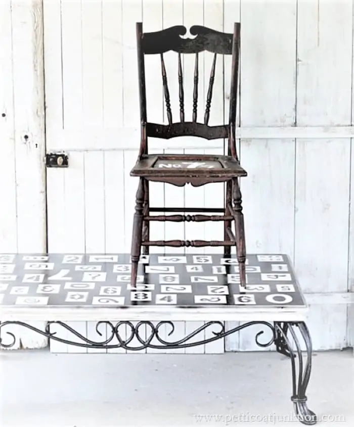 stenciled table and chair (3)