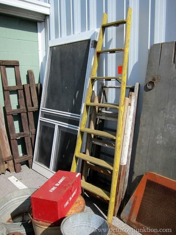 wood ladder painted yellow