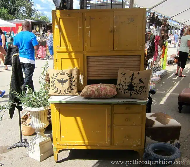 Nashville Flea Market Furniture Finds, yellow kitchen cabinet