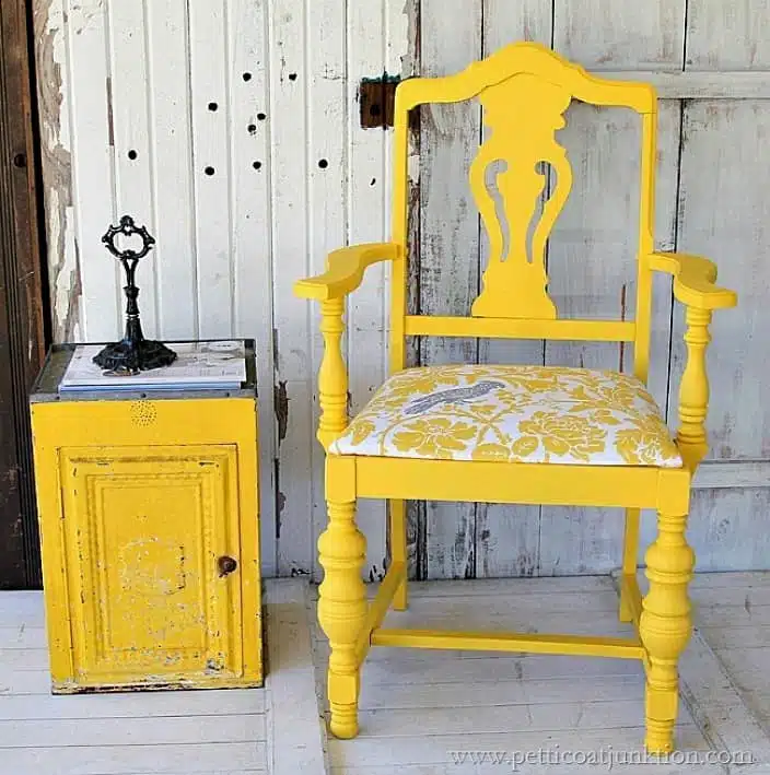 bold yellow chair with covered seat Petticoat Junktion
