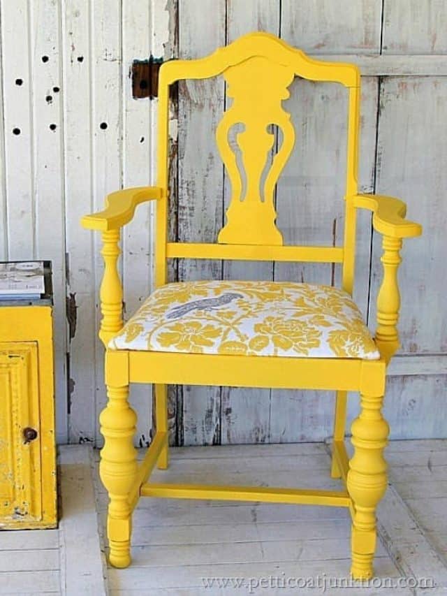 bold yellow chair with covered seat Petticoat Junktion