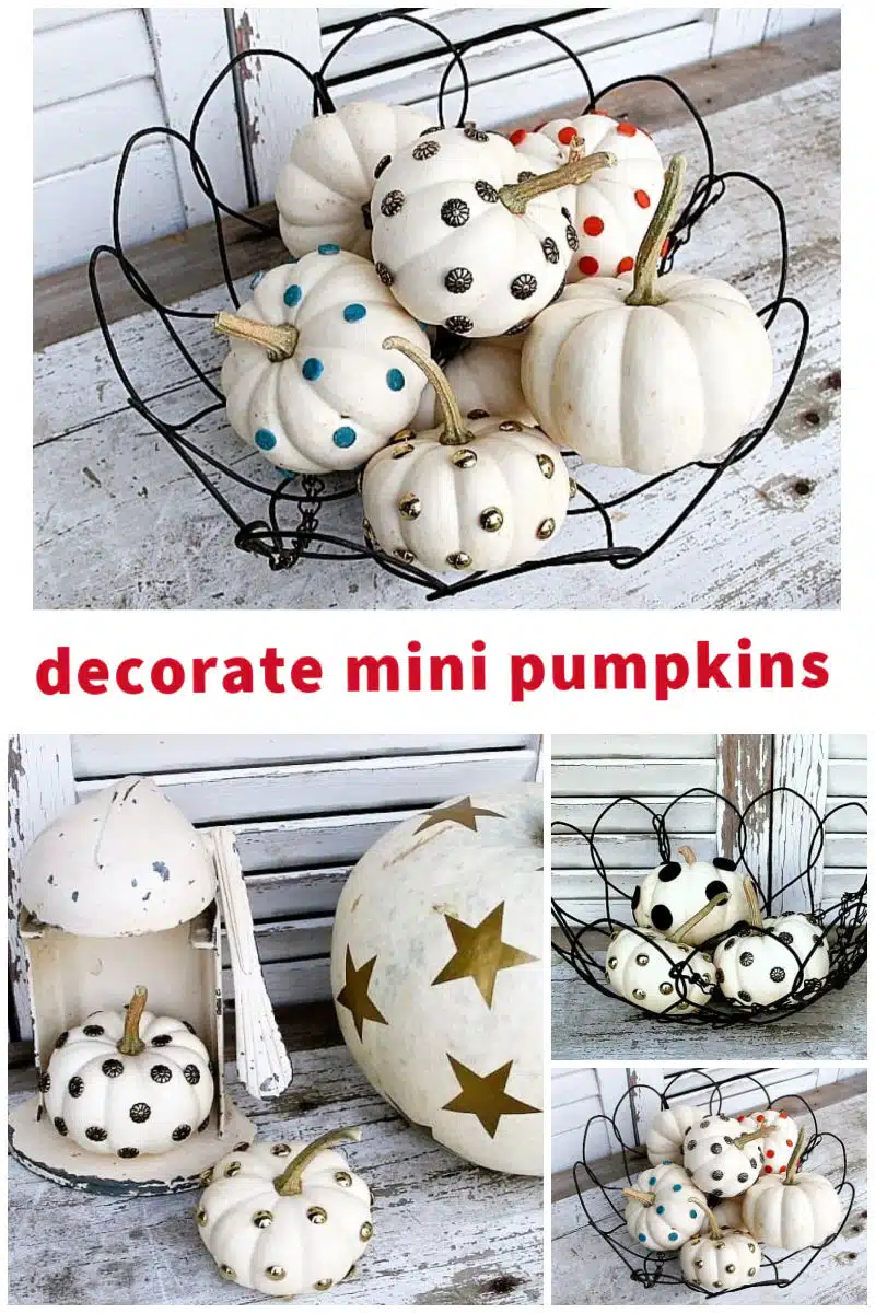 decorate mini pumpkins with junk drawer items